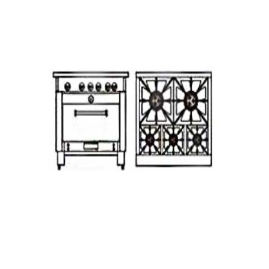 Cocina Industrial 5 Platos y Horno GLP